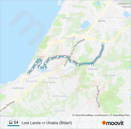 54 Bus Line Map