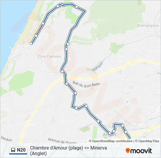 N20 Bus Line Map