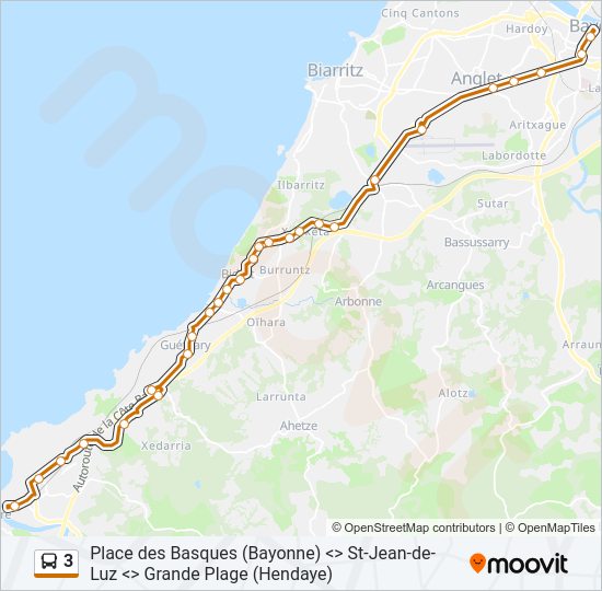 Plan de la ligne 3 de bus