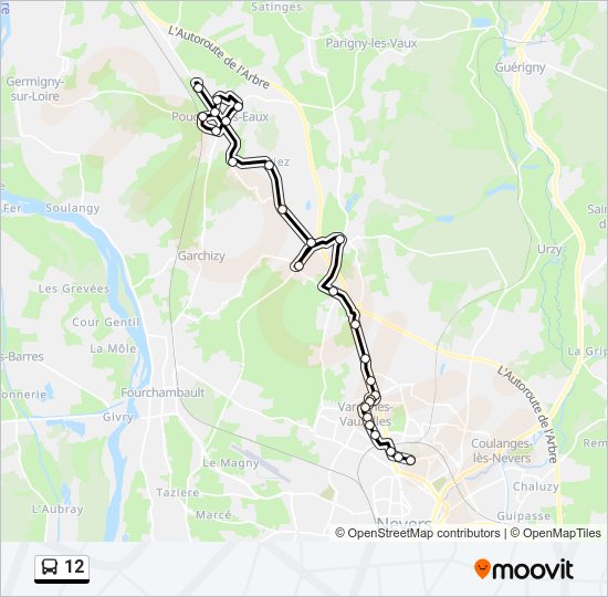 Plan de la ligne 12 de bus