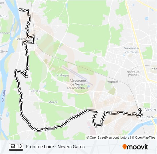 Plan de la ligne 13 de bus