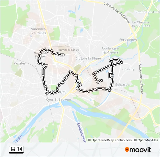 14 Bus Line Map