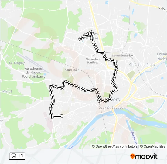 T1 Bus Line Map