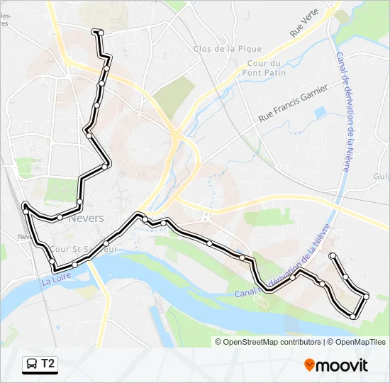 T2 Bus Line Map