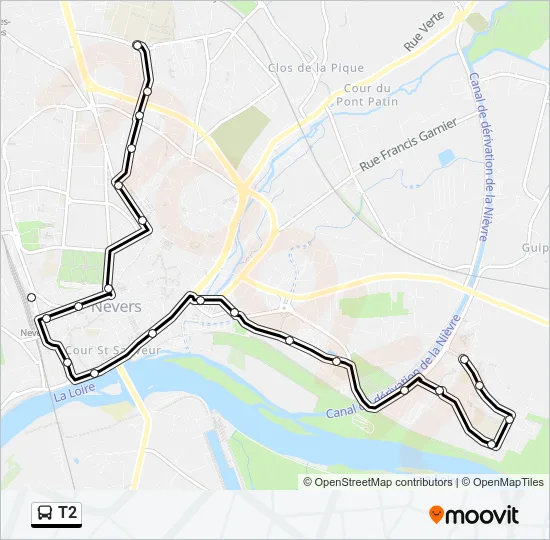 T2 Bus Line Map