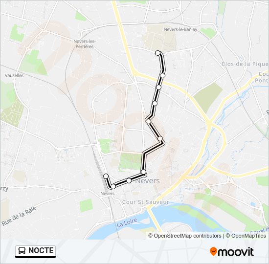 Plan de la ligne NOCTE de bus