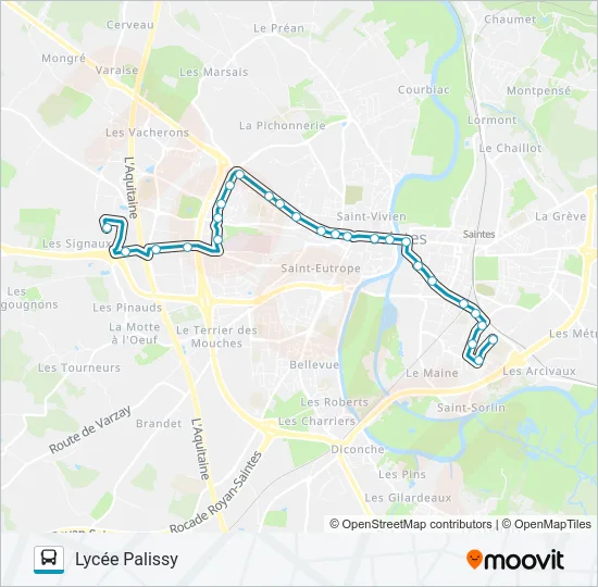 B Bus Line Map