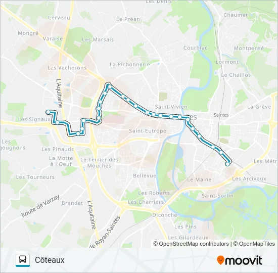 B Bus Line Map