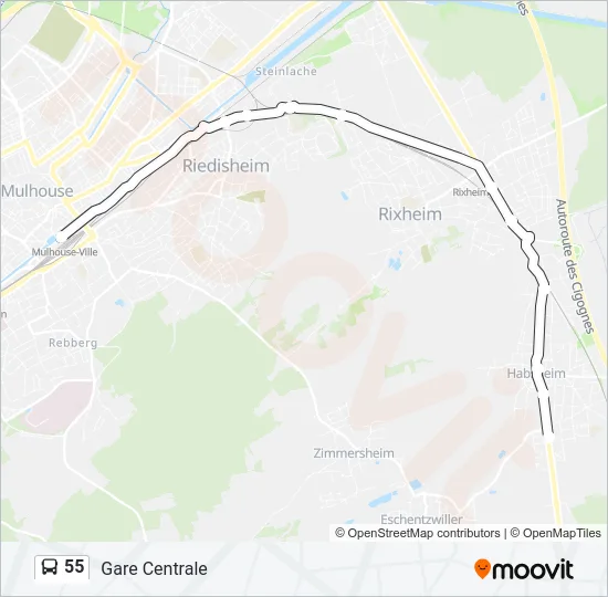 55 Bus Line Map