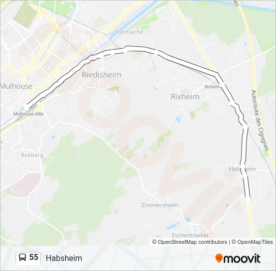 55 Bus Line Map