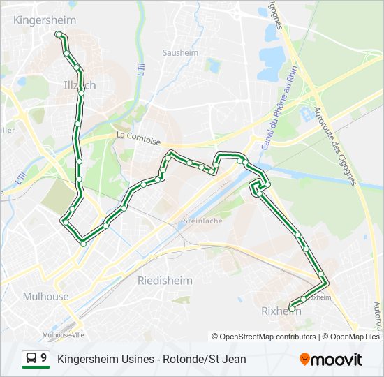 Mapa de 9 de autobús