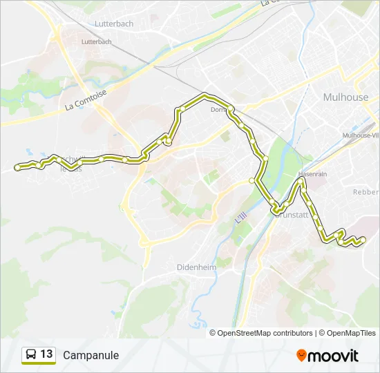 13 Bus Line Map
