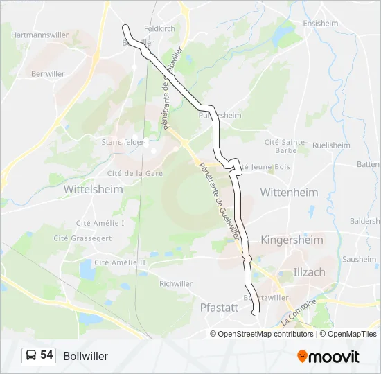 54 Bus Line Map