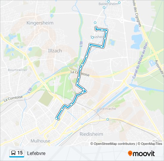 Plan de la ligne 15 de bus