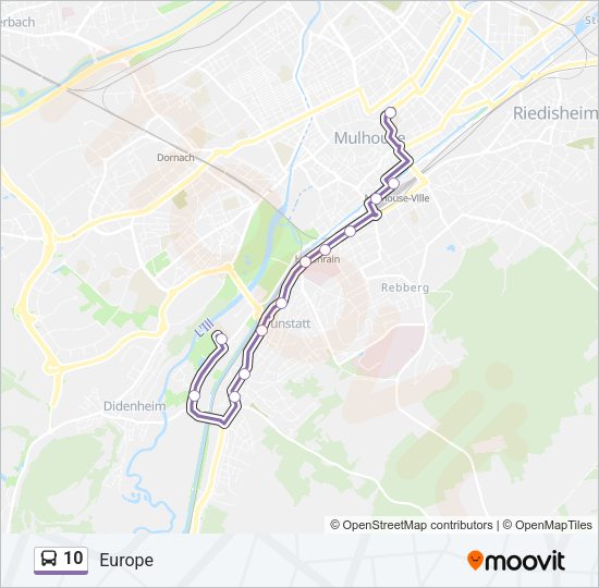 Plan de la ligne 10 de bus