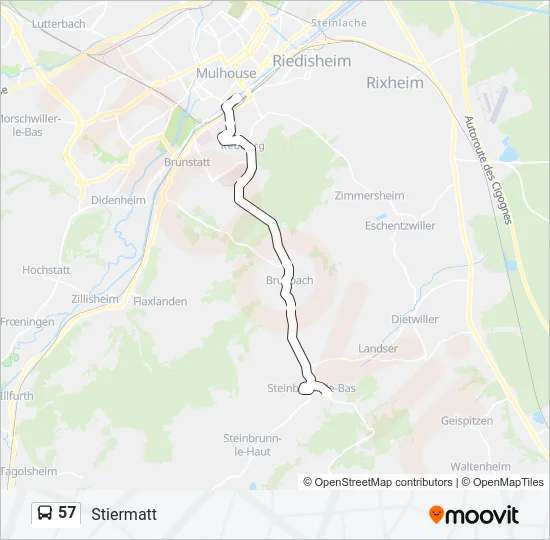 57 Bus Line Map