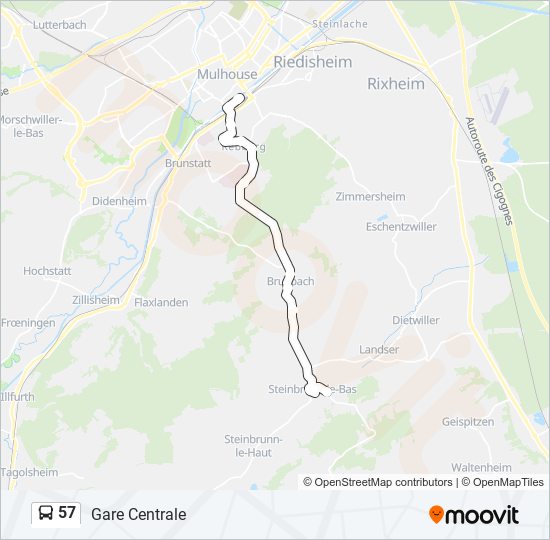 Plan de la ligne 57 de bus