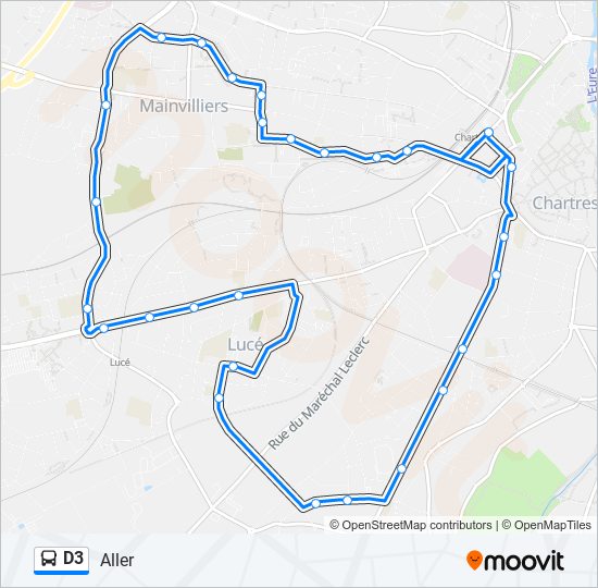 Plan de la ligne D3 de bus