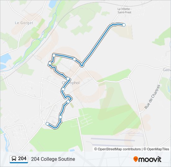 Plan de la ligne 204 de bus