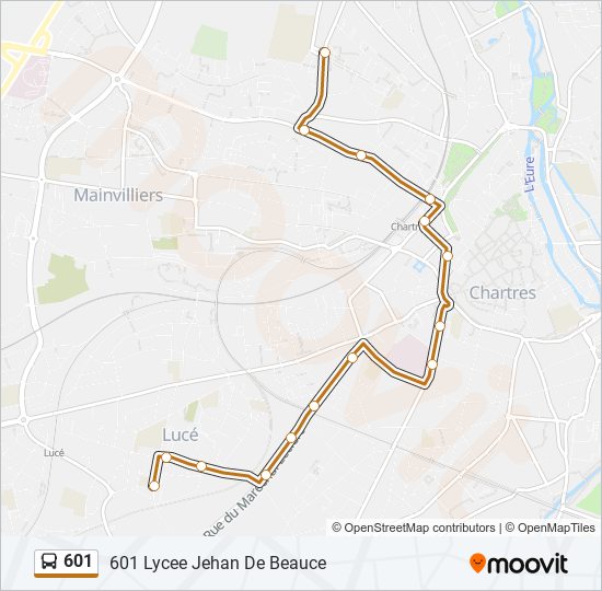 Plan de la ligne 601 de bus