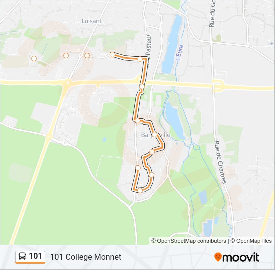 Plan de la ligne 101 de bus