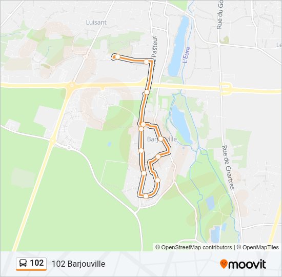 Plan de la ligne 102 de bus