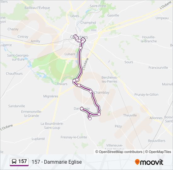 Plan de la ligne 157 de bus