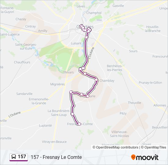 Plan de la ligne 157 de bus