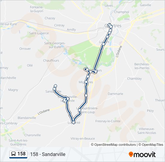 Plan de la ligne 158 de bus