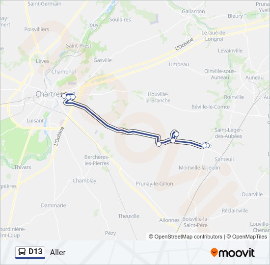 Plan de la ligne D13 de bus