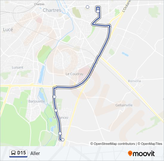 Plan de la ligne D15 de bus