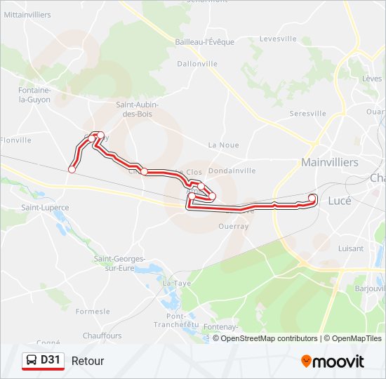 Plan de la ligne D31 de bus