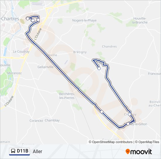 Plan de la ligne D11B de bus