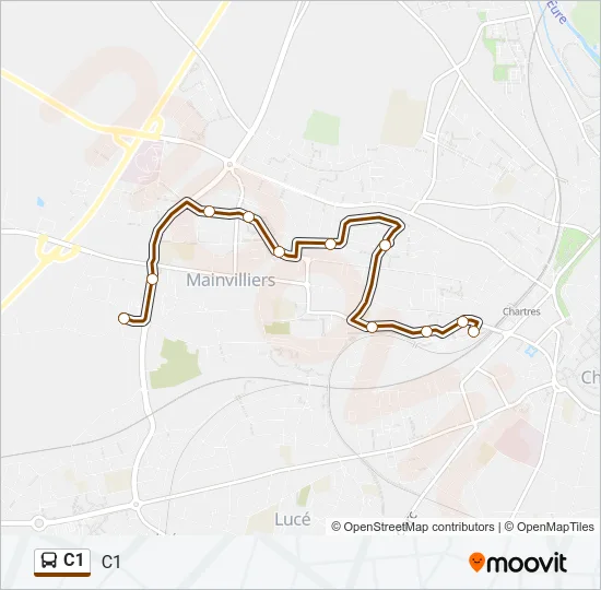 Plan de la ligne C1 de bus