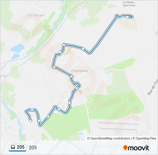 205 Bus Line Map