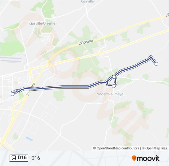 D16 Bus Line Map