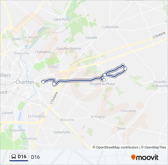 D16 Bus Line Map