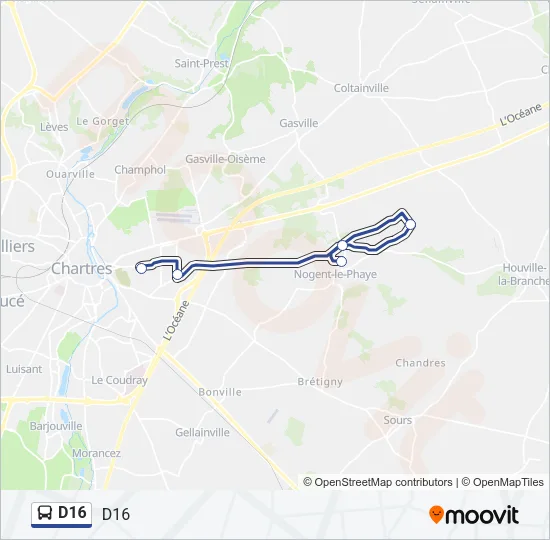 D16 Bus Line Map