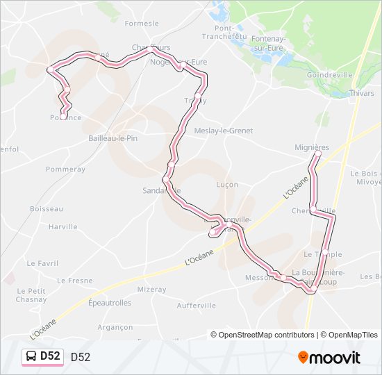 D52 Bus Line Map