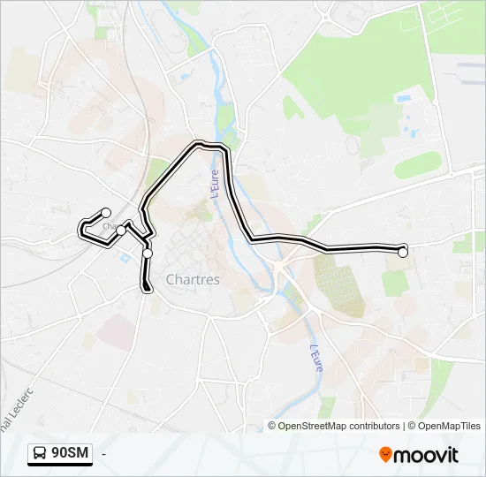 Plan de la ligne 90SM de bus