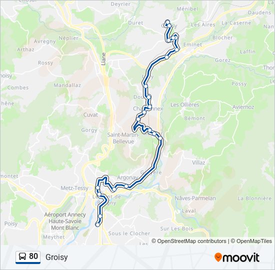 Plan de la ligne 80 de bus