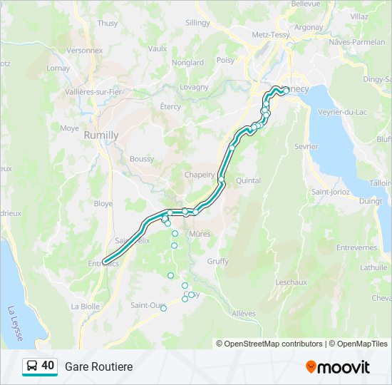 Plan de la ligne 40 de bus