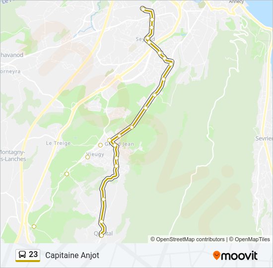 Plan de la ligne 23 de bus