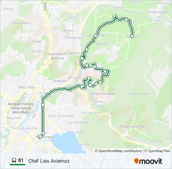 Plan de la ligne 81 de bus