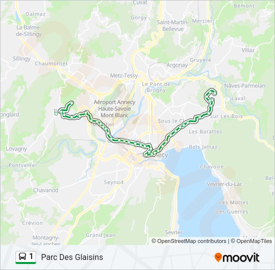 Plan de la ligne 1 de bus