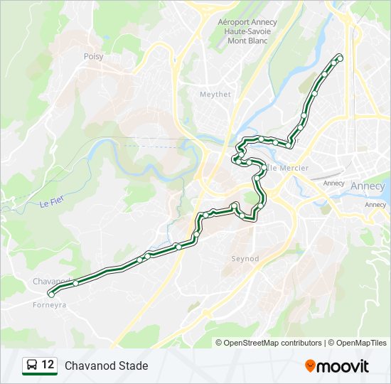 Plan de la ligne 12 de bus