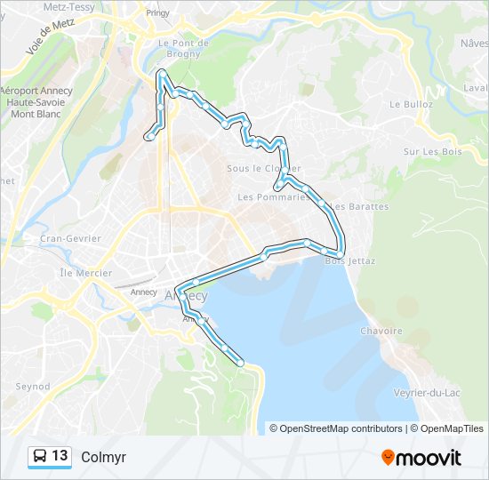 Plan de la ligne 13 de bus