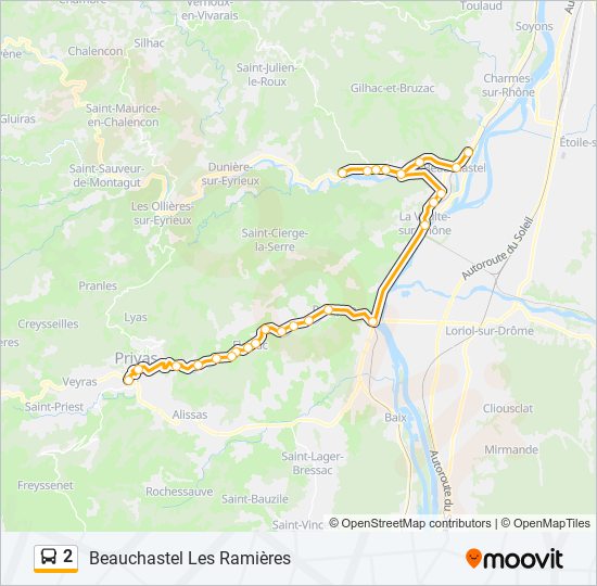 Plan de la ligne 2 de bus