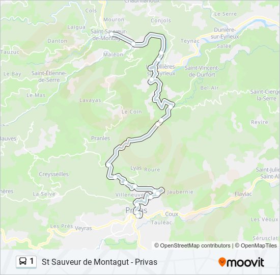 1 Bus Line Map