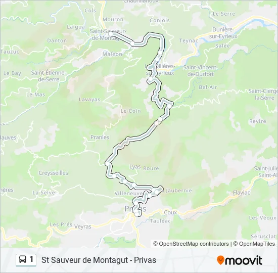 1 Bus Line Map
